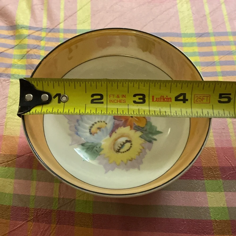 Vintage Noritake footed bowl and ladle made in Japan hand painted